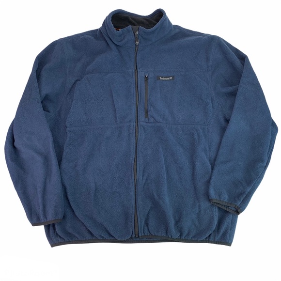 Timberland Full Zip Chest Zipper Pocket Fleece Jacket Blue - Picture 1 of 15